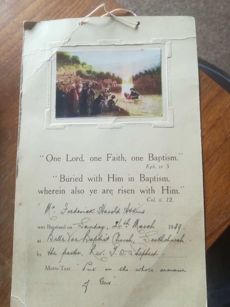 Atkins baptism certificate