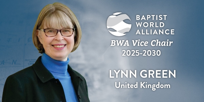 Lynn Green in front of a Baptist World Alliance and the words "Vice Chair"