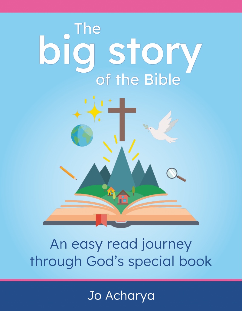 Big Story of the Bible front cover - a digital image of an opened Bible with life spilling out of it and a cross above
