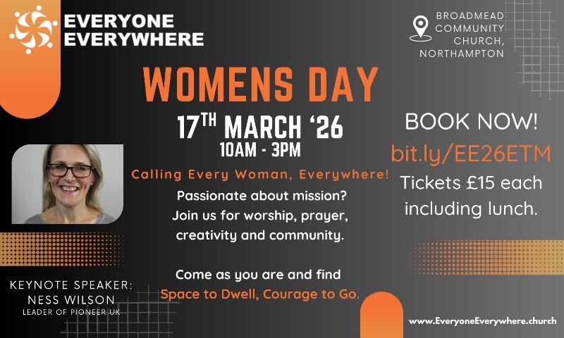 Flyer for the Everyone Everywhere event on 17 March, featuring a photo of Ness Wilson, keynote speaker, plus details about the event